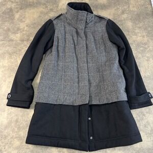 prAna Wool Blend Caprise Jacket Women's Size S Gray Herringbone Convertible